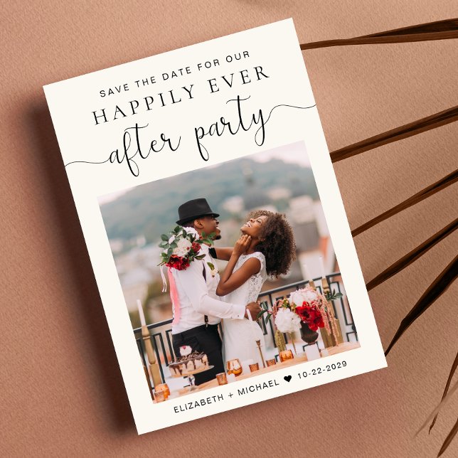 Chic Photo Cream Wedding Reception Spara datum Meddelande (Skapare uppladdad)