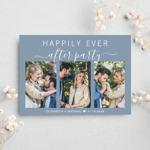 Chic Photo Dusty Blue Wedding Reception Inbjudningar