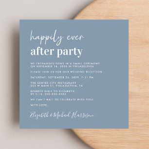 Chic Photo Dusty Blue Wedding Reception Inbjudningar