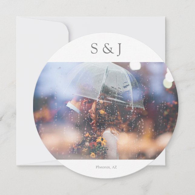 Chic Photo Elegant Modern Circle Minimalist Grått Inbjudningar (Framsida)