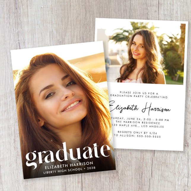 Chic Photo Graduation Party Inbjudningar (Chic Photo Graduation Party Invitation)