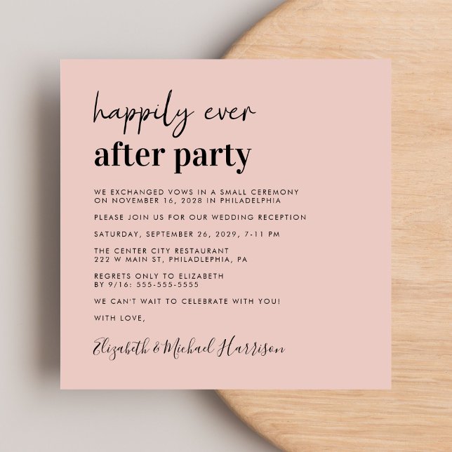 Chic Photo  Rosa bröllopsmottagning Inbjudningar (From private vows to a grand party - invite family and friends to celebrate your marriage!)