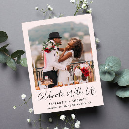 Chic Photo Rosa Wedding Reception Inbjudan Vykort