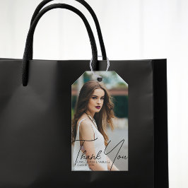 Chic Photo Tack Black-skript Party Presentetikett