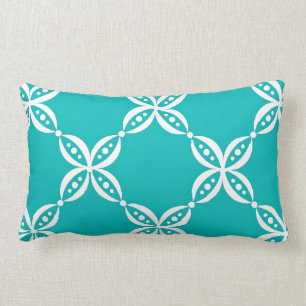 CHIC PILLOW _134 BLOMMIGT TURQUOISE/WHITE LUMBARKUDDE