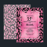 Chic Pink and Black Leopard Print Birthday Inbjudningar<br><div class="desc">Elegant hot pink and black leopard print pattern is overlaid with hot pink faux foil and your 21st birthday,  or any year,  birthday party details in chic lettering. COORDINATING items available in our collection.</div>