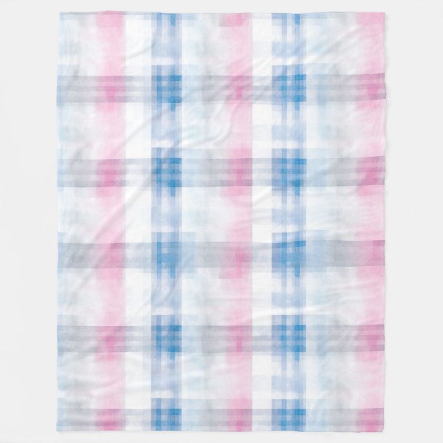 Chic Pink Blue Stripes Fleecefilt (Framsidan)