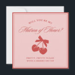 Chic Pink Bow Cherry Matron of Honor Proposal Card Inbjudningar<br><div class="desc">Trendy,  sweet,  and utterly charming! Ask your besties to join your bridal party with this adorable card featuring a cute cherry graphic and a heartfelt message. Perfect for adding a touch of fun and elegance to your matron of honor proposal.</div>