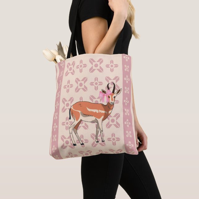 Chic Pink Doe-patterned Christmas  Tygkasse (Närbild)