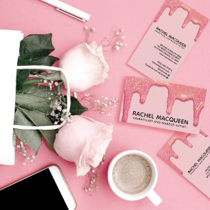 Chic Pink Glitter Beauty Professionals Visitkort