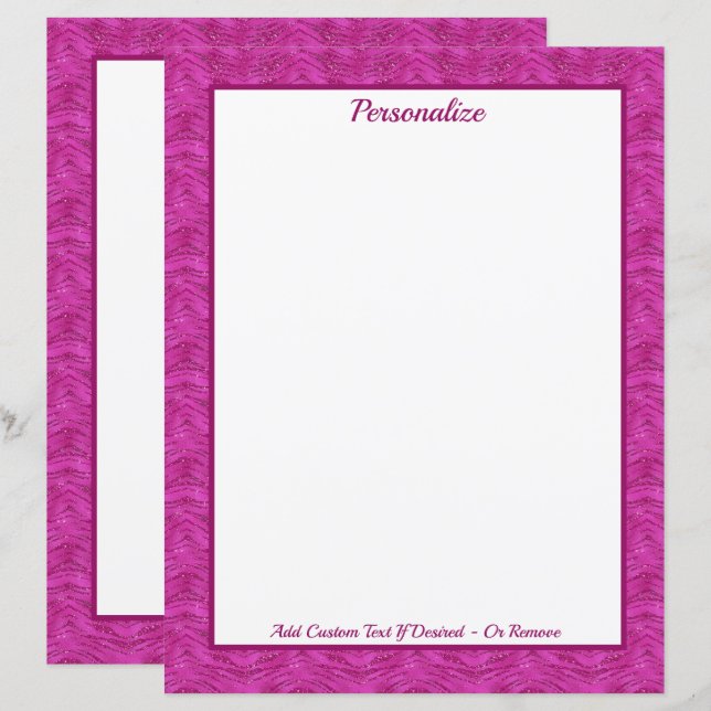 Chic Pink Glitter Zebra Pattern Personalized (Fram/baksida)