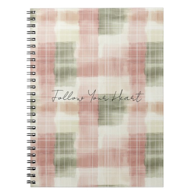 Chic Pink Mint Cream Plaid Stripes   Anteckningsbok (Framsidan)