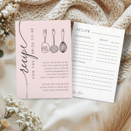 Chic Pink Recipe Keepsake Bridal Shower Tilläggskort