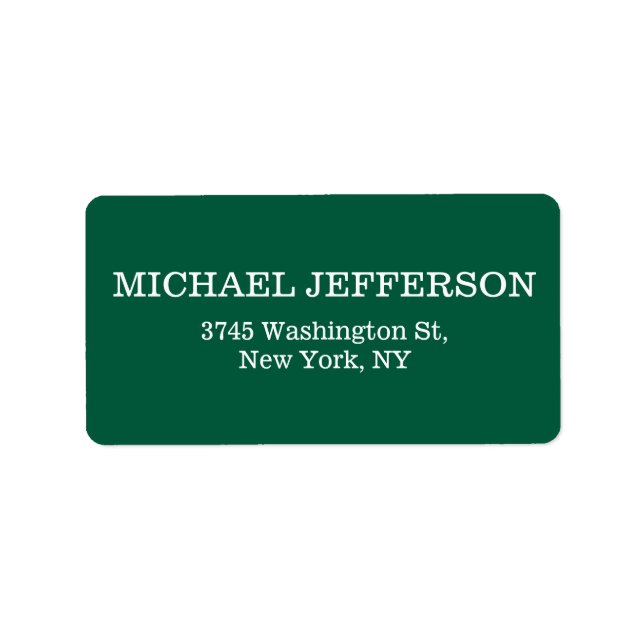 Chic Plain Hunter Grönt Färg Personlig Anpassnings Adressetikett (Framsidan)