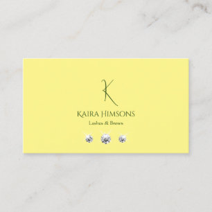 Chic Plain Light Gult med Monogram och judar Visitkort