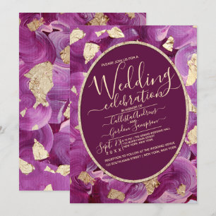 Chic Plum Lilac Acrylic Brushstroke Bröllop Inbjudningar