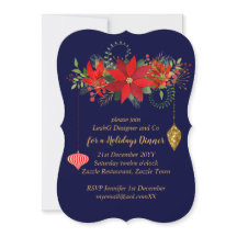 Chic Poinsettia jul Blue Red Guld Modern