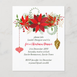 Chic Poinsettia jul Red Guld Party Flyer