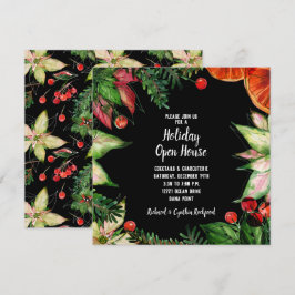 Chic Poinsettia och Orangar Inbjudningskorten jul