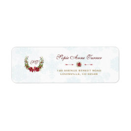 Chic Poinsettia Winter Wandan Snöflingor Bröllop Returadress Etikett