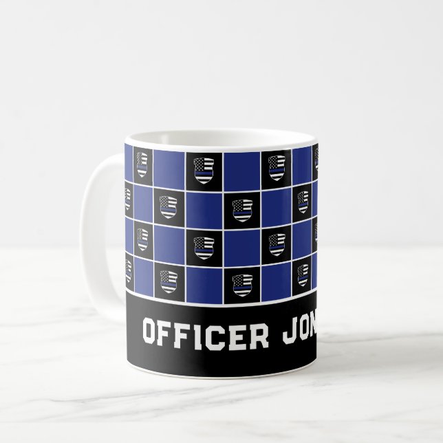 Chic polischef Thin Blue Line Badge Mönster Kaffemugg (Framsida vänster)