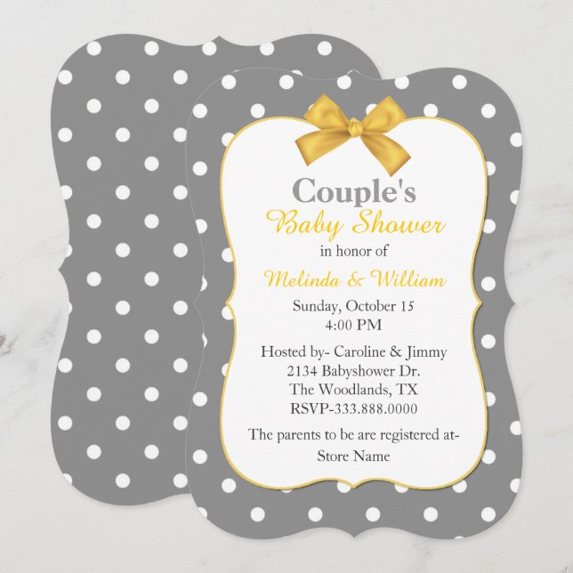 Chic Polka Dot Couple's Baby Shower-inbjudan Inbjudningar (Fram/baksida)