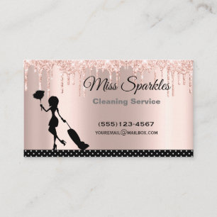 Chic Polka Dot Glitter Drip Maid Städning Services Visitkort