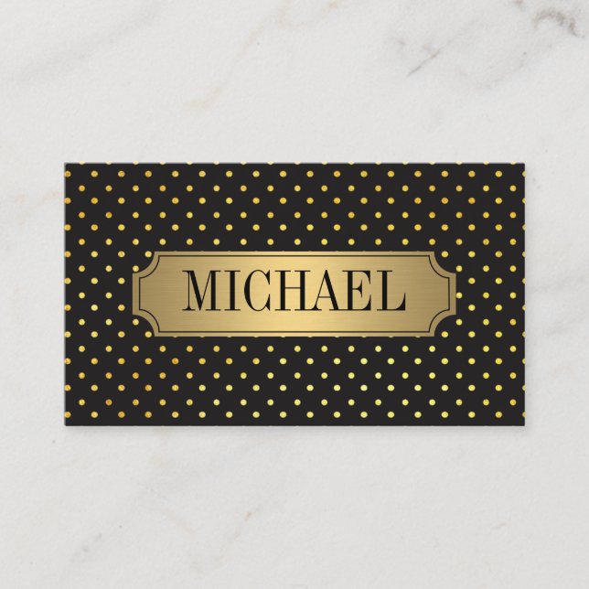 Chic Polka Dot Mönster Luxe Guld Metallic Visitkort (Framsida)