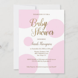 Chic Polka punkt rosa Guld Baby Shower Inbjudningar