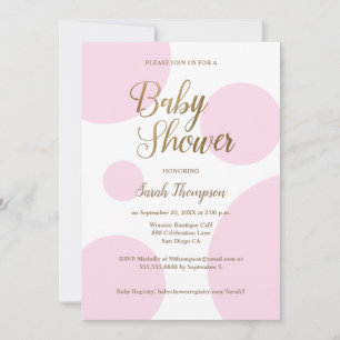 Chic Polka punkt rosa Guld Baby Shower Inbjudningar
