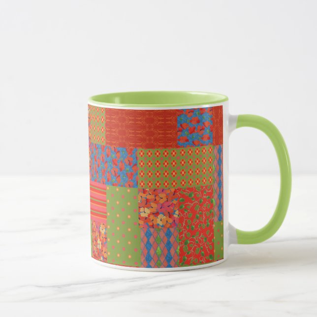Chic Poppies Faux-patchwork Ringer Coffee Mugg (Höger)