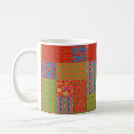 Chic Poppies Faux-patchwork Ringer Coffee Mugg
