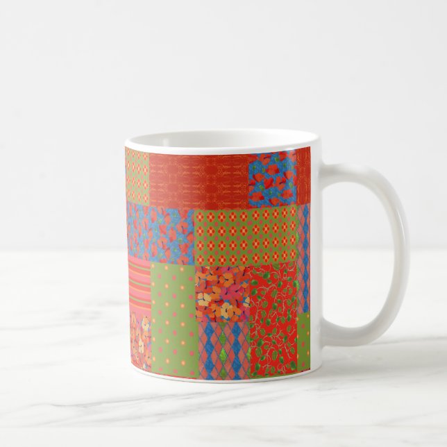 Chic Poppies Faux-patchwork Ringer Coffee Mugg (Höger)