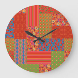Chic Poppies Faux-patchwork Wall Clock Stor Klocka