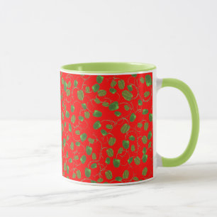 Chic Poppy Buds on Red Ringer Coffee Mugg