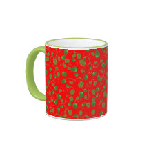 Chic Poppy Buds on Red Ringer Coffee Mugg