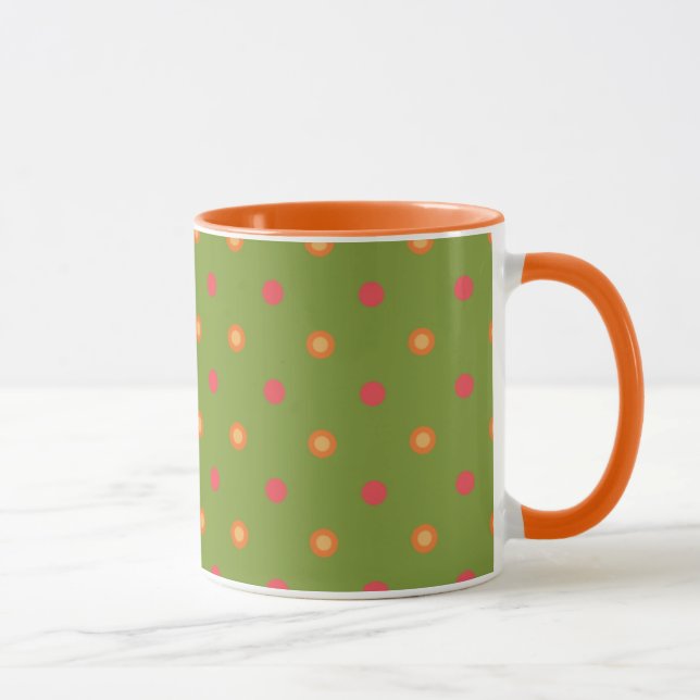 Chic Poppy Färg Polka dots Ringer Coffee Mugg (Höger)