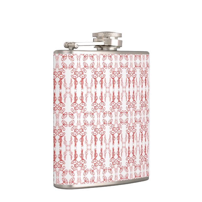 Chic Poppy Outline Red on White Hip Flask Fickplunta (Höger)