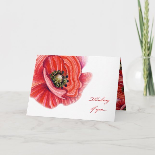 Chic Poppy Thinking Card Kort (Framsida)