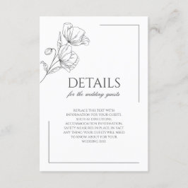 Chic poppyblomma minimalistisk bröllop  tilläggskort