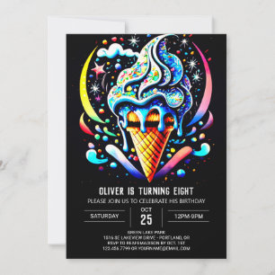 Chic Popsicle Anpassningsbar Boy Ice Cream Birthda Inbjudningar