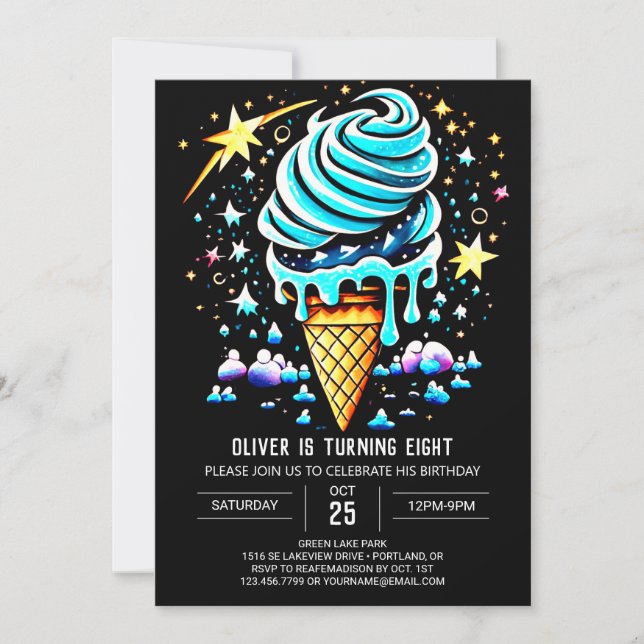 Chic Popsicle Editable Boy Ice Cream Birthday Inbjudningar (Framsida)