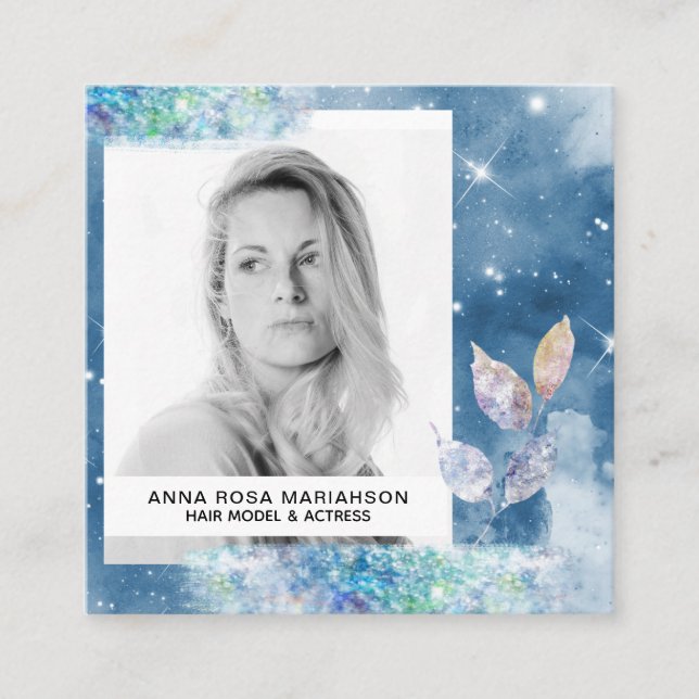 *~* Chic Popular Hair Model Actress PHOTO Stars Fyrkantigt Visitkort (Framsida)