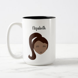 Chic Portrait: Anpassningsbar brunett flicka Illus Två-Tonad Mugg