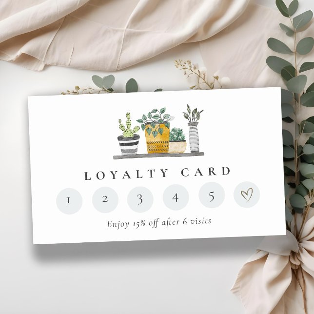 Chic Poted House Plants Botanical Loyalty Card Visitkort (Skapare uppladdad)