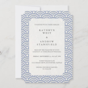 Chic Powder Blue Stylized Vinkar Beach Wedding Inbjudningar