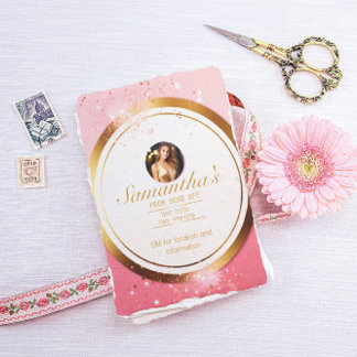 Chic Powder Rosa och Guld Anpassade Prom Flyer