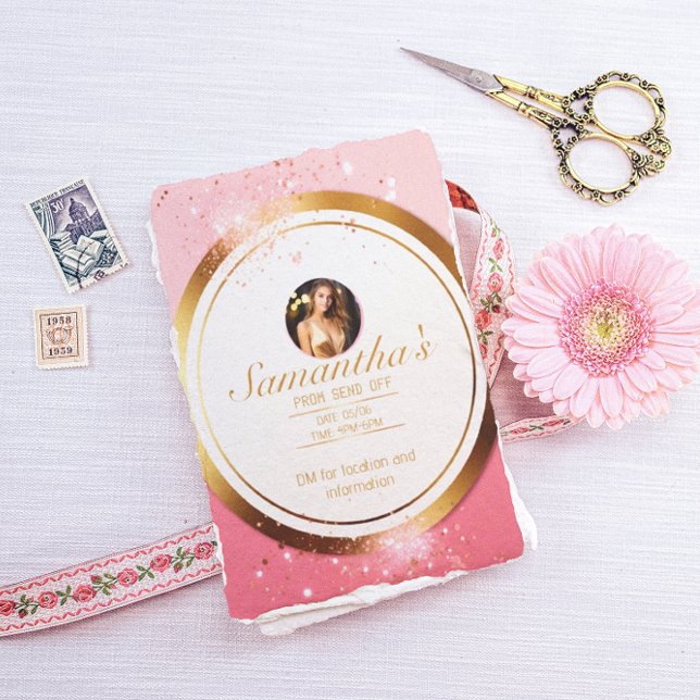 Chic Powder Rosa och Guld Anpassade Prom Flyer (Skapare uppladdad)