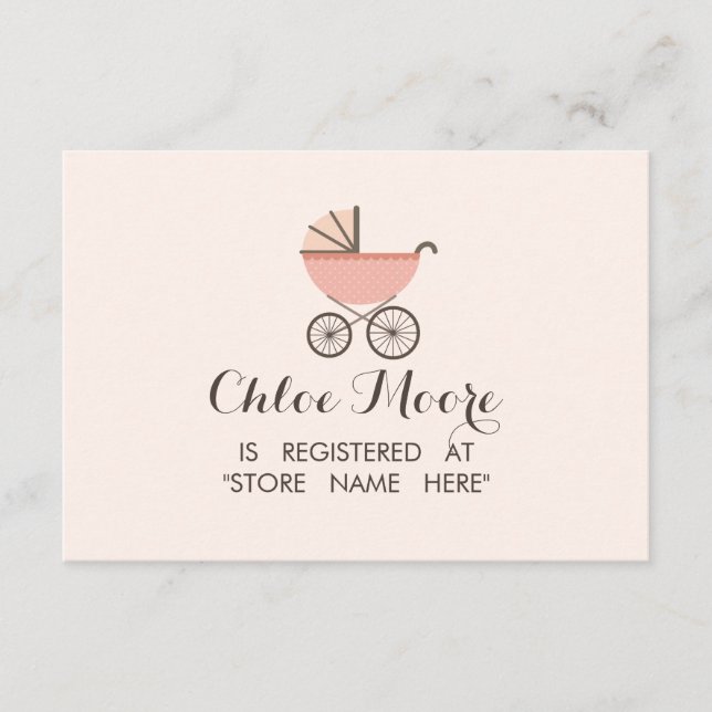 Chic Pram Girl Baby Shower-register Infoga kort (Framsida)