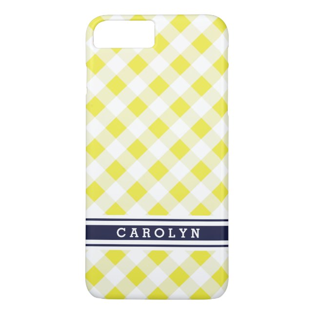 chic preppy gul marin gingham mönster monogram Case-Mate iPhone skal (Baksida)